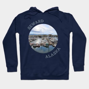 Seward Alaska Boat Harbor and Mountains Hoodie